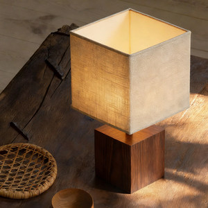 Lampe de table rétro en bois massif, ampoule Led E27, contrôle par interrupteur, pour salon, chambre à coucher, lumière ambiante de style Wabi Sabi - Product Image 1