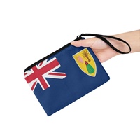 Dompet Koin Mini Modis Poliester Bendera Turki dan Kepulauan Caicos Dompet Ritsleting Persegi Panjang Cetak Digital untuk Perjalanan Luar Ruangan
