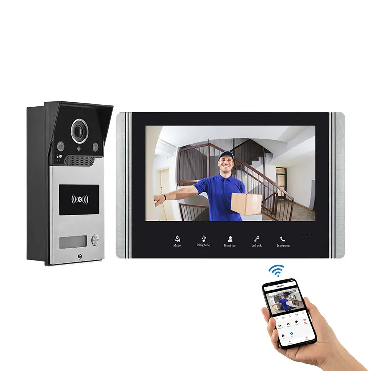 Videoportero con cámara Wifi de 1080P, videoportero con intercomunicador de pantalla, cerraduras inteligentes compatibles