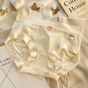 Braguitas de punto sin costuras antibacterianas de tiro medio para niña, estilo hipster, de satén de seda liso para uso diario - Product Image 5