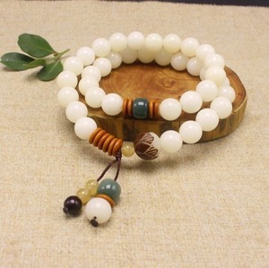 Moda White jade bodhi lotus hand string coppie maschili e femminili <span class=keywords><strong>perline</strong></span> buddiste <span class=keywords><strong>perline</strong></span> rotonde rosario <span class=keywords><strong>perline</strong></span> braccialetto di giada - Product Image 3