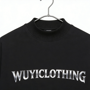 Camisetas de Algodón Grueso Personalizadas al por Mayor para Hombre, Cuello Redondo Oversize, Cuello Alto, Color Negro, Fabricante de Ropa Urbana de Alta Gama de EE. UU. - Product Image 2