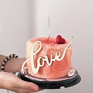Honey And Sweetness Wooden Love Cake Decoration Acrylic <b>Red</b> Heart Valentine's Day Cake Plugin - Product Image 4