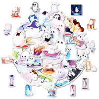 50 Stück Halloween Weiße Geister Graffiti Aufkleber Niedliche Cartoon Skateboard Tablet Ersatz Dekorative Sticker