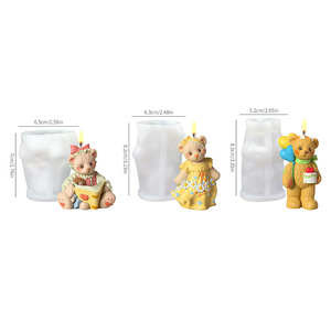 Stampi per candele per orsacchiotto 3D stampi in Silicone carino per torta <span class=keywords><strong>di</strong></span> compleanno candele per fare la fusione in resina - Product Image 2