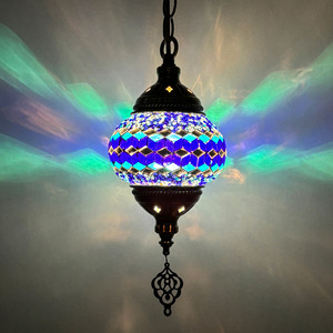 Turkish Style Mosaic Glass Chandelier Round <b>LED</b> Single Head For Hotel Restaurant <b>Hallway</b> - Product Image 1
