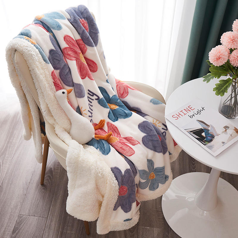 Fleur colorée mer-tk [couverture imprimée de laine d'agneau]