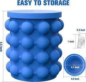 Seau à glace portable 2-en-1 en silicone grand format, <span class=keywords><strong>bac</strong></span> à glaçons et bacs à boissons, moule à glaçons à double paroi isolé avec couvercle - Product Image 5