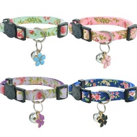 Nouveau collier pour chat en polyester floral réglable avec clochette, accessoire mignon et tendance pour animaux de compagnie