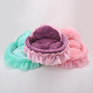 Holesale-sofá suave de encaje para niña, cama de Casa de princesa de perro rosa - Product Image 4