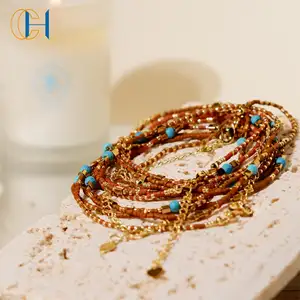 C & H gelang kristal mewah dapat disesuaikan, perhiasan gelang kristal mewah bergaya Bohemian lapis emas perak logo kustom