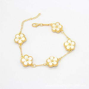 Nuovi Braccialetti a Cinque Foglie Multicolore, Placcati in Oro su Entrambi i Lati, Bracciale Portafortuna a Forma di Fiore per Matrimoni e Feste, Idea Regalo - Product Image 5