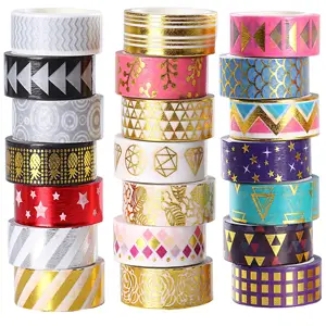 2023 China Amazon Lieferanten kaufen in loser Schüttung Großhandel bedrucktes Papier band Design Ihr eigenes Logo wasserdichte Goldfolie benutzer definierte Washi Tape