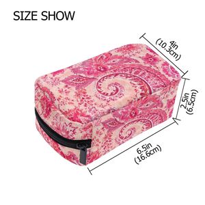 Wholesale Custom Printed Makeup <b>Bag</b> Red Boho Cosmetic Pouch Zipper Vintage Pink Floral Toiletry <b>Wash</b> <b>Bag</b> - Product Image 2