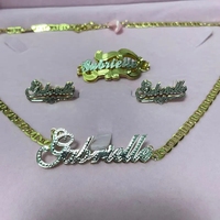 Nuevo Collar Personalizado con Nombre en Acrílico Doble Chapado en Oro, Conjunto de Joyería con Cadena de Eslabones Xoxo Personalizado 2023