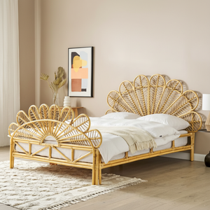 Nordic Hotel Apartment Indonesian Rattan Furniture Dormitorio simple y creativo Home Stay Rattan Art Bed - Product Image 1