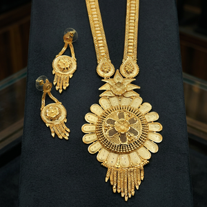 Wholesale Fashion 14K 18K 24K Micro Gold <b>Long</b> <b>Necklaces</b> Set, Traditional Jewelry Set, Micro Gold Floral Design <b>Long</b> Jewelry Set. - Product Image 1