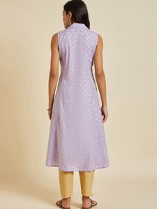 Robes de soirée indiennes pour femmes, prêtes à porter, à motifs ethniques, imprimées par décoloration, sans manches, à col rabattu, coupe trapèze, en coton brodé - Product Image 6