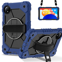 Étui de protection pour Xiaomi Redmi Pad SE 8.7 2024 avec support rotatif à 360°, dragonne et bandoulière, bicolore OEM ODM