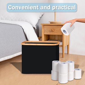 Toilet Paper <b>Storage</b> <b>Basket</b> with Lid <b>Bathroom</b> <b>Storage</b> Organizer Free Standing Holder up to 9 Mega Rolls - Product Image 5