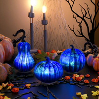 Lumière de citrouille en verre LED écologique et durable avec minuterie pour la décoration de fête d'Halloween, d'automne et de Thanksgiving, utilisation en intérieur pour adultes