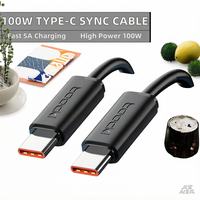 Câble de charge Type C 100W 5A avec puce E-Marker, câble de données tressé en silicone pour Samsung, MacBook, appareil photo, montre connectée