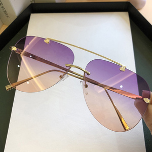 2020 gafas de sol para hombres Vintage sin montura 5aviación piloto marca de gafas de sol de mujer Metal Oval tonos marrón negro - Product Image 3
