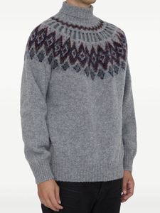 Suéter de Cachemira de manga larga de punto Jacquard de cuello alto Retro informal de moda de alta calidad para hombres - Product Image 3