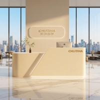 Bureau d'accueil personnalisé Shinestone pour salon de beauté, salon de coiffure, spa, avec logo personnalisé