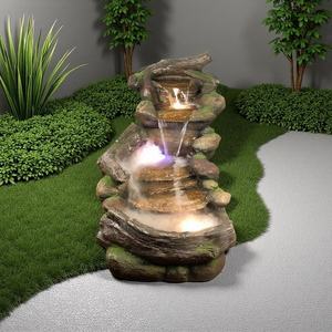 Fuente de agua para jardín Zen, <span class=keywords><strong>luces</strong></span> <span class=keywords><strong>LED</strong></span>, 2 uds., montado, gran cemento, río, <span class=keywords><strong>cascada</strong></span>, elegante, Artificial, Patio, decoración de jardín - Product Image 4