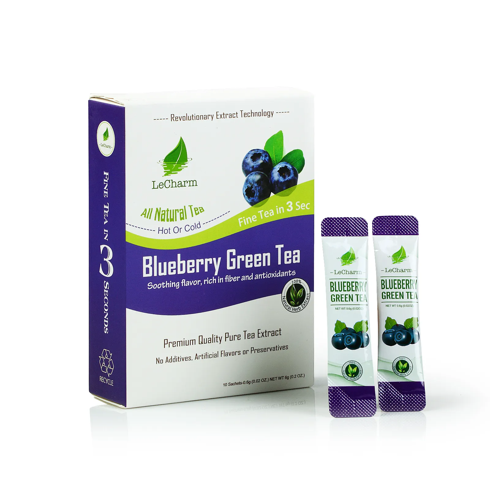 Tè verde al mirtillo fresco biologico nutriente speciale al 100% naturale