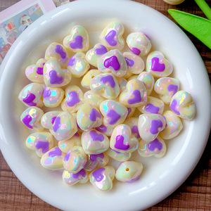 Cuentas de amor luminosas facetadas pintadas a mano, cadena de teléfono móvil DIY, accesorios de joyería, cuentas acrílicas, cuentas de amor bonitas - Product Image 6