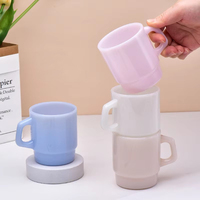 Tasse à café en verre coloré personnalisé BST 230 ml, empilable, créative, en jade de lait, avec poignée, pour la maison