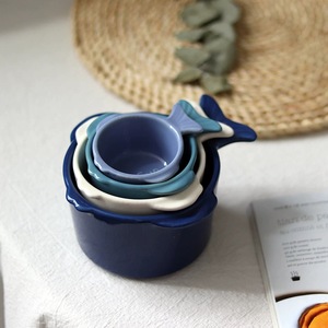 <span class=keywords><strong>Forme</strong></span> de poisson mignon tasses à mesurer, Gâteau de cuisson ensemble de tasse à mesurer de 4 grès outils de mesure - Product Image 3