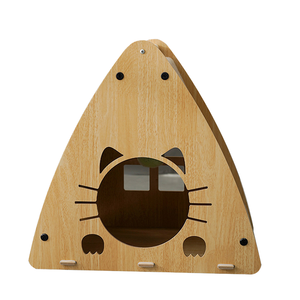 Cuccia per Gatti Ecologica in Legno con <span class=keywords><strong>Tiragraffi</strong></span> Ondulato, Senza Vernice, Postazione per Gatti, Nido, Arredamento per Animali Domestici - Product Image 1