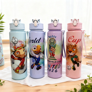 750ml Cartoon 2026 <strong>Football</strong> Plastic <strong>Water</strong> <strong>Bottle</strong> with Strap Kids' Back to School <strong>Water</strong> Cup with Straw - Product Image 1