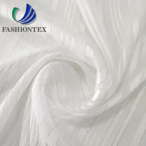 Fashiontex缎带绉纱lurex金属混纺yoryu 100% 聚酯银lurex雪纺面料