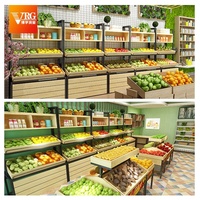 Boxue Professioneel Lichtgewicht Commercieel Metalen Fruit- en Groentepresentatiestandaard - Industrieel 4-laags Staal Houten Supermarkt Rek voor