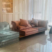 Belle couleur personnalisée jaune velours tissu modulaire matelas canapé Pouf canapé ensemble pour arabe inde maroc salon