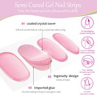 20 piezas de tiras de uñas de gel semicuradas para Halloween con diseño de telaraña fantasma y purpurina rosa, incluye lima de uñas y palito para cutículas