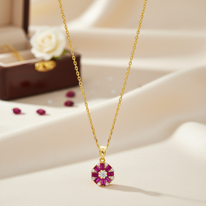 Diseño redondo rubí Baguette y circón piedra forma encanto joyería turca hecha a mano al por mayor 925 joyería de plata esterlina - Product Image 3