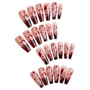 Venta caliente moda <span class=keywords><strong>Halloween</strong></span> diseño 24 piezas ataúd largo <span class=keywords><strong>Uñas</strong></span> acrílicas falsas logotipo personalizado prensa francesa en <span class=keywords><strong>uñas</strong></span> al por mayor - Product Image 5