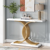 Table console en bois massif moderne et simple, étroite, avec finition métallique, pour la décoration de la maison, l'entrée de l'hôtel, le couloir, l'accès