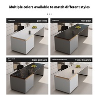 Table îlot Rock Board avec zone repas intégrée, multifonctionnelle, avec bar intégré en acier inoxydable et meuble d'appoint, plateau en bois, pour petits espaces