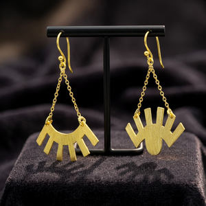 Boucles d'oreilles pendantes en alliage de cuivre plaqué or de style bohème pour femmes, pour les fêtes et les mariages - Product Image 1