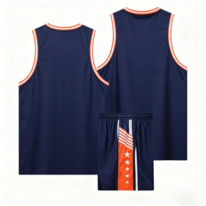 เสื้อบาสเก็ตบอลผู้ชายแบบขายส่ง ไม่มีลาย  แบบสั่งทำได้ ทนทาน ไร้แขน ผลิตจากโพลีเอสเตอร์ ป้องกันแบคทีเรีย แห้งเร็ว ระบายอากาศได้ดี แบบซับลิเมชั่น - Product Image 1