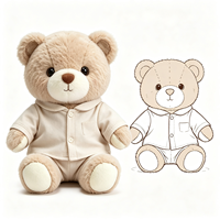 Ours en peluche adorable en gros, assis, en tenue de nuit, poupée en peluche douce pour la décoration intérieure, ours en peluche personnalisé