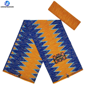 Sinya Véritable Wax Kente Or Mode par <span class=keywords><strong>Disco</strong></span> Tissu Imprimé Africain de Luxe de Haute Qualité Kente Doré - Product Image 1