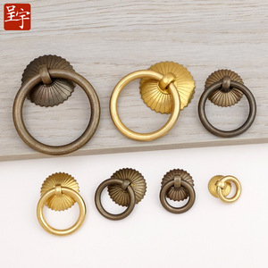Chengyu Chinese Style Single Hole <b>Brass</b> Ring Handle Drawer Cabinet Furniture Hardware Classic Pull <b>Knob</b> - Product Image 2