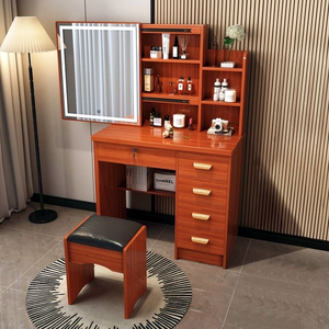 Cómoda moderna <span class=keywords><strong>de</strong></span> lujo para dormitorio <span class=keywords><strong>con</strong></span> <span class=keywords><strong>espejo</strong></span> e iluminación, cajones <span class=keywords><strong>de</strong></span> madera blancos para maquillaje, mueble <span class=keywords><strong>de</strong></span> almacenamiento para apartamento pequeño/hogar. - Product Image 5
